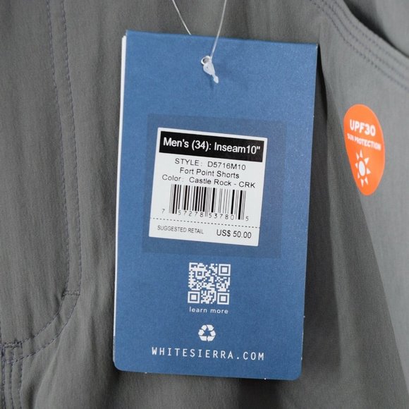 White Sierra Mens 34 Outdoor Fort Point Shorts - Picture 2 of 9